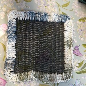 Handcrafted Gray and Blue Knit Coaster
